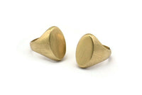 Brass Oval Ring, 4 Raw Brass Oval Shaped Adjustable Ring Settings, Stamping Oval Ring Base (17mm) SY0073