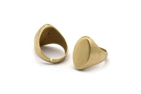 Brass Oval Ring, 4 Raw Brass Oval Shaped Adjustable Ring Settings, Stamping Oval Ring Base (17mm) SY0073