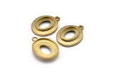 Pirinç Oval Charm, 1 Döngü ve 1 Ped Ayarlı 4 Ham Pirinç Oval Charm, Kolye Uçları, Küpeler (21x16x4mm) SY0041