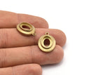 Pirinç Oval Charm, 1 Döngü ve 1 Ped Ayarlı 4 Ham Pirinç Oval Charm, Kolye Uçları, Küpeler (21x16x4mm) SY0041