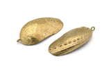 Brass Shell Charm, Raw Brass Sea Shell Charm With 1 Loop (52x24mm) SY0075