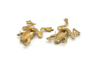 Brass Frog Earring, 2 Raw Brass Frog Stud Earrings, Findings (39x26x5mm) SY0071