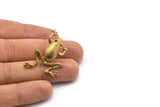 Brass Frog Earring, 2 Raw Brass Frog Stud Earrings, Findings (39x26x5mm) SY0071