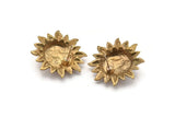 Brass Sun Earring, 2 Raw Brass Sun Stud Earrings, Findings (31x8mm) SY0046