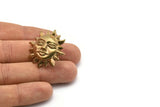 Brass Sun Earring, 2 Raw Brass Sun Stud Earrings, Findings (31x8mm) SY0046