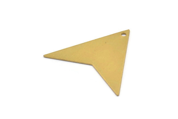 Brass Triangle Pendant, 10 Raw Brass Triangle Pendants with 1 Holes (33x33x33mm) Brass 045-1 A0150