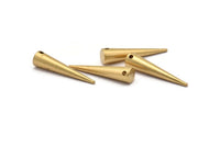 10 Raw Brass Spike Tribal Pendant (30x7mm)  A0767