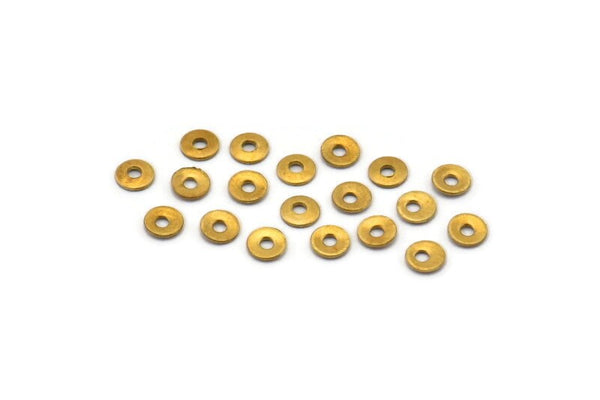 Round Brass Disk, 500 Raw Brass Round Discs, Middle Hole Connectors, Bead Caps, Findings (3mm) A0436