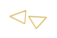 Gold Triangle Charm, 6 Gold Plated Brass Open Triangle Ring Charms (27x1.2mm) D0111 Q0465
