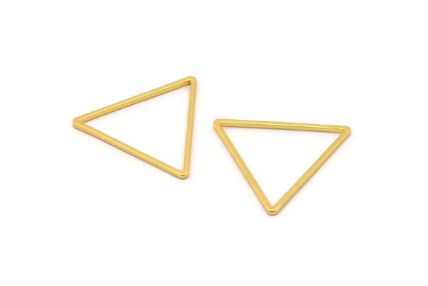 Gold Triangle Charm, 6 Gold Plated Brass Open Triangle Ring Charms (27x1.2mm) D0111 Q0465