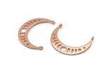 Moon Phases Pendant, 2 Rose Gold Plated Brass Crescent Pendants With 2 Loops, Earring Findings (35x8x1mm) BS 2067 Q0192