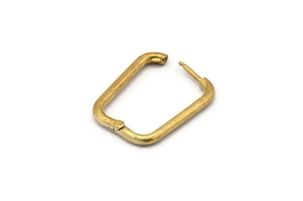 Pirinç Dikdörtgen Küpe, 4 Ham Pirinç Dikdörtgen Küpe (25x17x2mm) SY0144