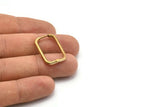 Pirinç Dikdörtgen Küpe, 4 Ham Pirinç Dikdörtgen Küpe (25x17x2mm) SY0144