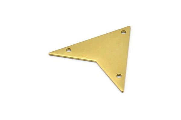 Brass Arrow Pendant, 10 Raw Brass Triangle Pendants With 3 Holes (33x33x33mm) A0115
