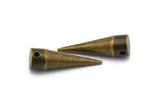 Antique Brass Spike, 5 Antique Brass Spike Tribal Pendants (24x7mm)  A0754