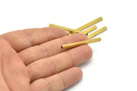 Geometric Tube Beads, 24 Raw Brass Square Tubes (40x3x3mm) Sq01 Brc284