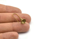 Brass Ear Wires, Earring Hooks, 2 Raw Brass Earring Setting, Findings (30mm) (b0063)