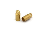 Brass Leather Clasp, 50 Raw Brass Barrel End With Loop (3.5x8mm) Leather Cord Ends Bs-1644