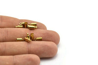Brass Leather Clasp, 50 Raw Brass Barrel End With Loop (3.5x8mm) Leather Cord Ends Bs-1644