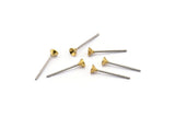 Stainless Post with Cup Pad, 100 Stainless Steel Earring Posts With Raw Brass 3mm Cup, Bowl Pad, Ear Stud Y030