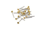 Stainless Post with Cup Pad, 100 Stainless Steel Earring Posts With Raw Brass 3mm Cup, Bowl Pad, Ear Stud Y030