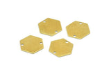 Brass Hexagon Tag,50 Raw Brass Hexagon Stamping Blank Tag Connector (12mm) A0794
