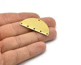 Brass Circle Blank, 12 Raw Brass Semi Circle Blanks 6 Holes (40x20x0.80mm) A0942
