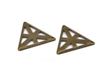 Antique Bronze Triangle, 20 Antique Bronze Triangle Pendants with 2 Holes (22x25mm) Pen 3022 K208