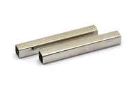 Silver Tube Beads, 24 Square Nickel Free Silver  Brass Tubes  (40x5x5mm) Sq012  BRC262
