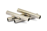 Silver Tube Beads, 24 Square Nickel Free Silver  Brass Tubes  (40x5x5mm) Sq012  BRC262