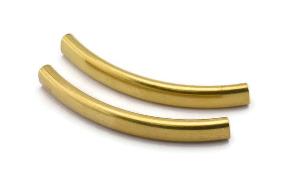 Oval Tube Beads - 12 Raw Brass Oval Curved Tubes (47x6x4mm) Sq19 Brc292