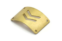 Brass Bracelet Blank, 10 Raw Brass Bracelet Blanks With Chevrons With 4 Holes (28x21x0.80mm) Brass 2821-1 (b0050)