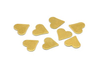 Brass Heart Blank, 100 Raw Brass Heart Blanks Without Holes (9mm) B0201