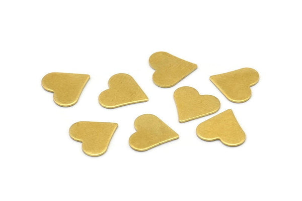 Brass Heart Blank, 100 Raw Brass Heart Blanks Without Holes (9mm) B0201