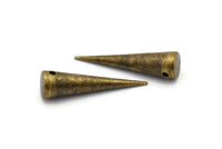 Vintage Spike Pendant, 10 Antique Brass Spike Pendants (27x7mm) A0755