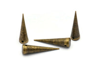 Vintage Spike Pendant, 10 Antique Brass Spike Pendants (27x7mm) A0755