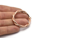 Hoop Earrings, 2 Rose Gold Plated Copper, Twisted Hoop Earrings, Rose Gold Earrings (42mm) Q0982