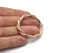Hoop Earrings, 2 Rose Gold Plated Copper, Twisted Hoop Earrings, Rose Gold Earrings (42mm) Q0982