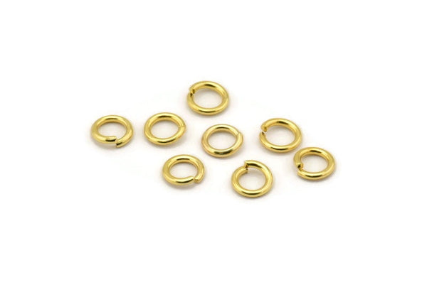 Gold Jump Ring, 100 Gold Tone Brass Jump Rings (7x1.2mm) A1016