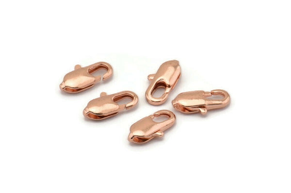 Rose Gold Parrot, 24 Rose Gold Tone Brass Lobster Claw Clasps (12x6mm) A1089