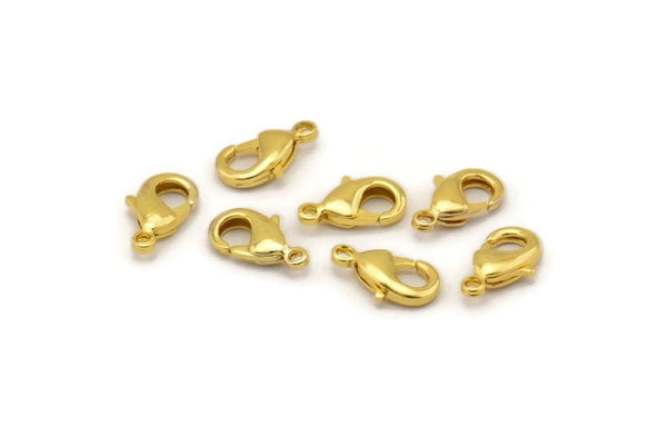 Gold Parrot Clasp, 24 Gold Tone Brass Lobster Claw Clasps (12x6mm) A1093