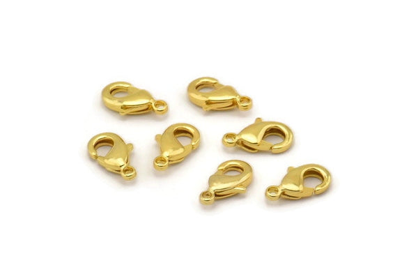 Gold Parrot Clasp, 24 Gold Tone Brass Lobster Claw Clasps (10x5mm) A1088