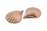 Rose Gold Shell Charm, 1 Rose Gold Plated Brass Sea Shell Charm with 1 Loop, Pendants, Charms, Findings (33x26.5mm) E288 Q0577