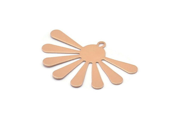 Rose Gold Sun Charm, 4 Rose Gold Plated Brass Sun Charms With 1 Loop, Findings, Earrings (36x24x0.50mm) D1261 Q0912
