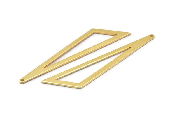 Open Triangle Charm, 4 Gold Plated Brass Triangle Charms with 1 Hole (59x47x18x0.80mm) Bs 1291 Q0067