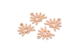 Copper Sun Charm, 24 Raw Copper Sun Charms With 2 Loops, Copper Findings (13x15x0.80mm) M02366