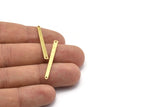 Brass Necklace Bar, 24 Textured Raw Brass Rectangle Charms With 2 Holes, Pendants, Findings (35x3x0.80mm) M02382