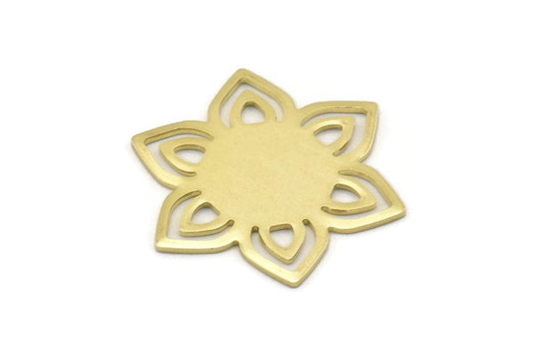 Brass Flower Blank, 6 Raw Brass Flower Blanks, Stamping Blanks (28x25x0.80mm) M02538