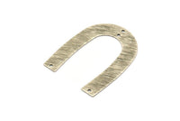 Silver Geometric Charm, 8 Antique Silver Plated Brass Textured U Shaped Pendants With 4 Holes, Charms, Findings (35x27x0.50mm) D0577 H0729