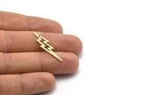 Brass Lightning Charm, 24 Textured Raw Brass, Brass Lightning Charms With 1 Hole (34x8x0.80mm) M02559